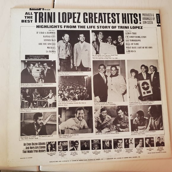 Trini Lopez Greatest Hits vinyl record - Picture 2 of 2
